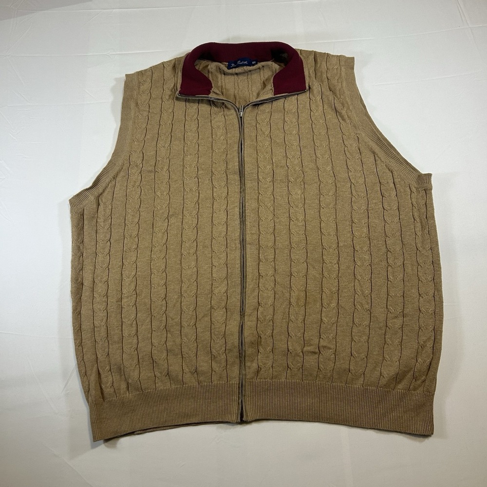 Paul Frederick Vest Mens XXL Brown Full Zip